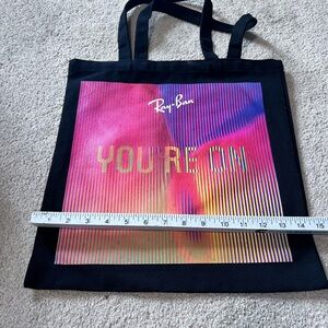Ray-Ban Black Tote with Vibrant Multicolor Design, NWOT